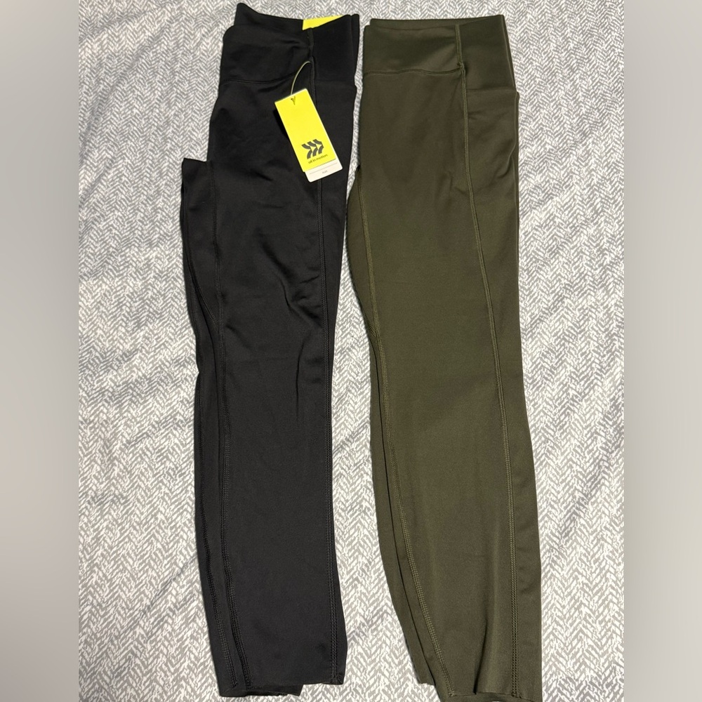 All In Motion Black and Green Leggings